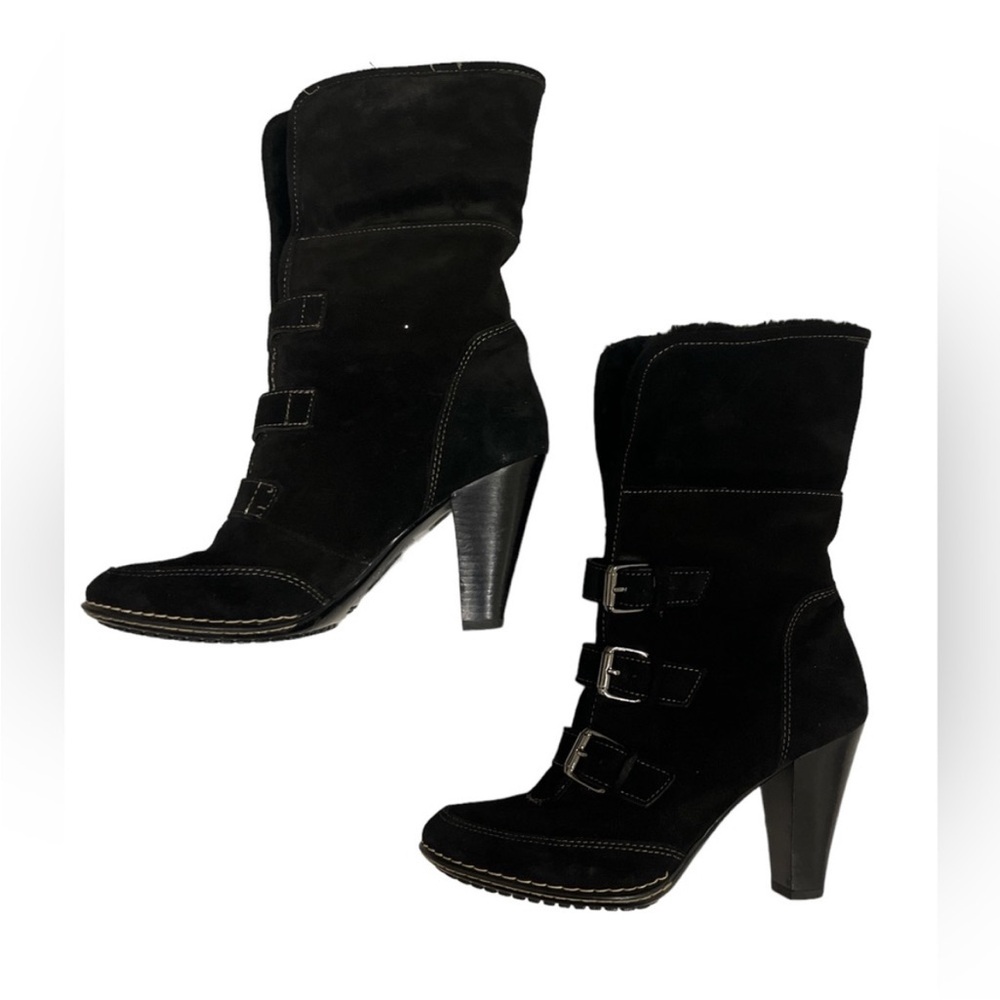 EUC: $189 SOFFT Suede Shearling-Lined Boots, Size 9.5